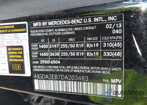 2013 Mercedes-Benz Ml 350 Bluetec 4Matic z USA, uszkodzony, nr VIN 4JGDA2EB7DA203483